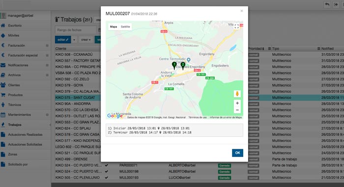 control de geoposicionamiento