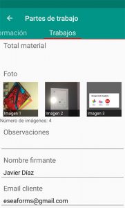 partes de trabajo con fotos