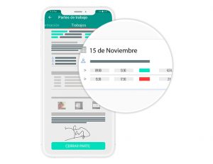 control de horas en parte de trabajo